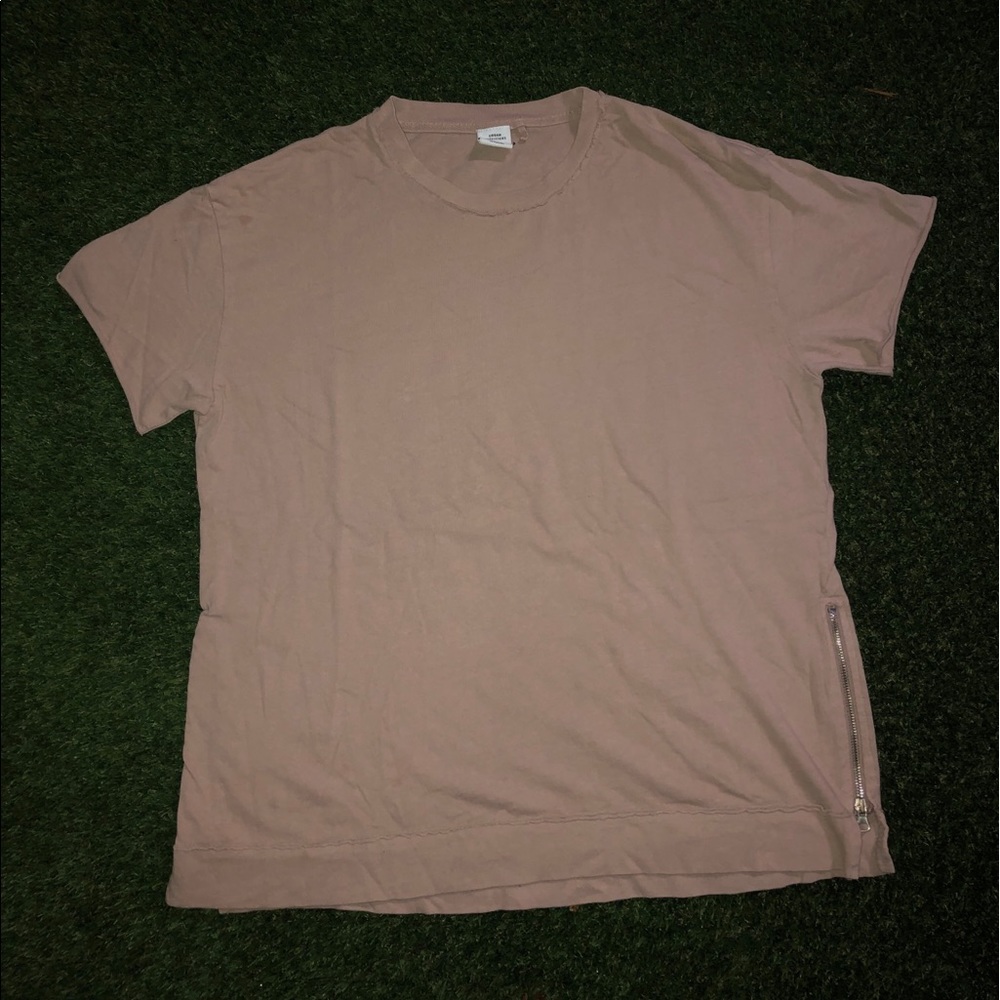Nude brown shirt zippers on the side